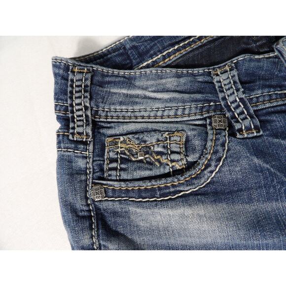 Suki Mid Slim Boot Jeans 26x31 Dark Wash Jewels Bling Pockets Y2K Rockabilly Vtg - Picture 9 of 16